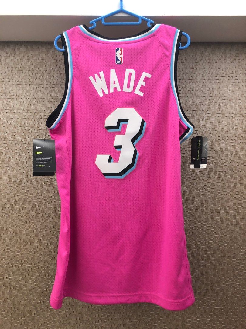 Nike #3 Wade Miami Heat Vice Nights City Blue Pink Jersey XL - NWOT