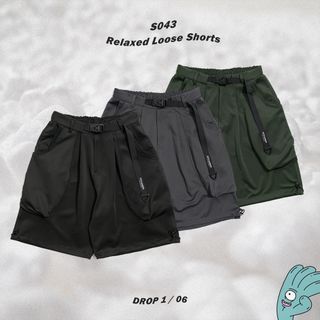 Octo gambol drop 1/06 S043 relaxed loose short black 黑色闊短褲  過膝寬鬆