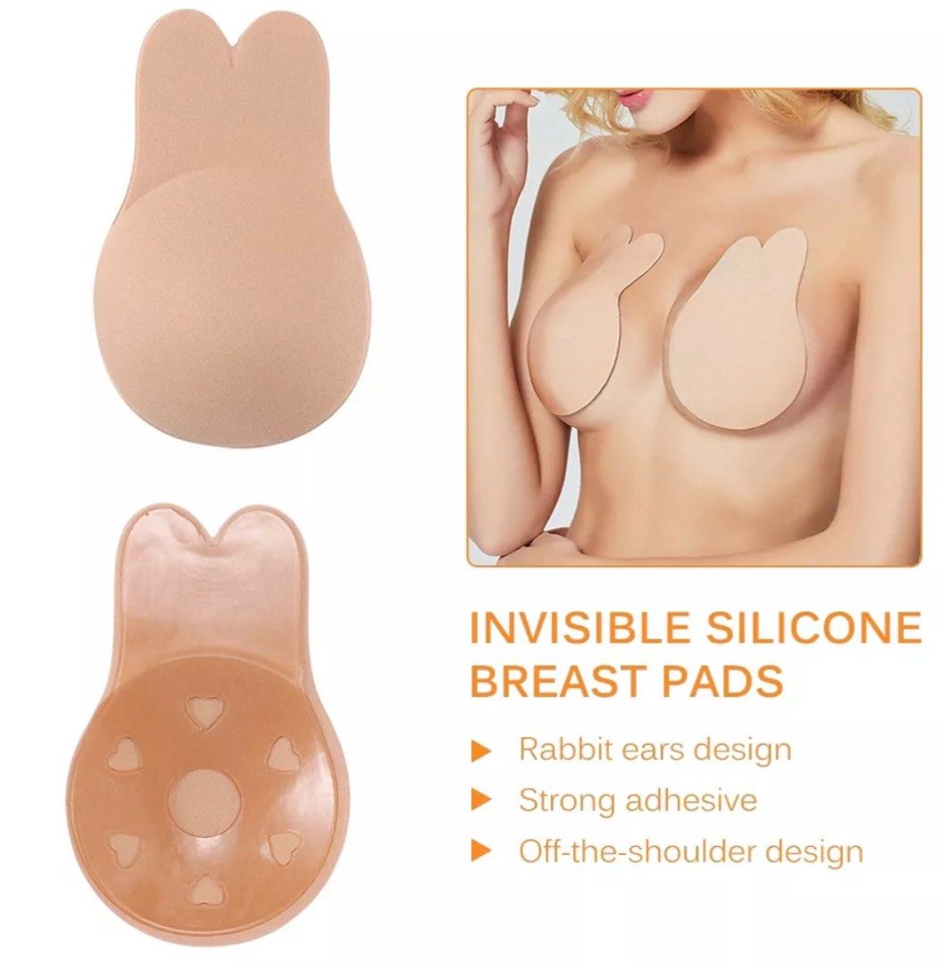 Womens Rabbit Ear Invisible Nipple Covers Breast Sticky Push up