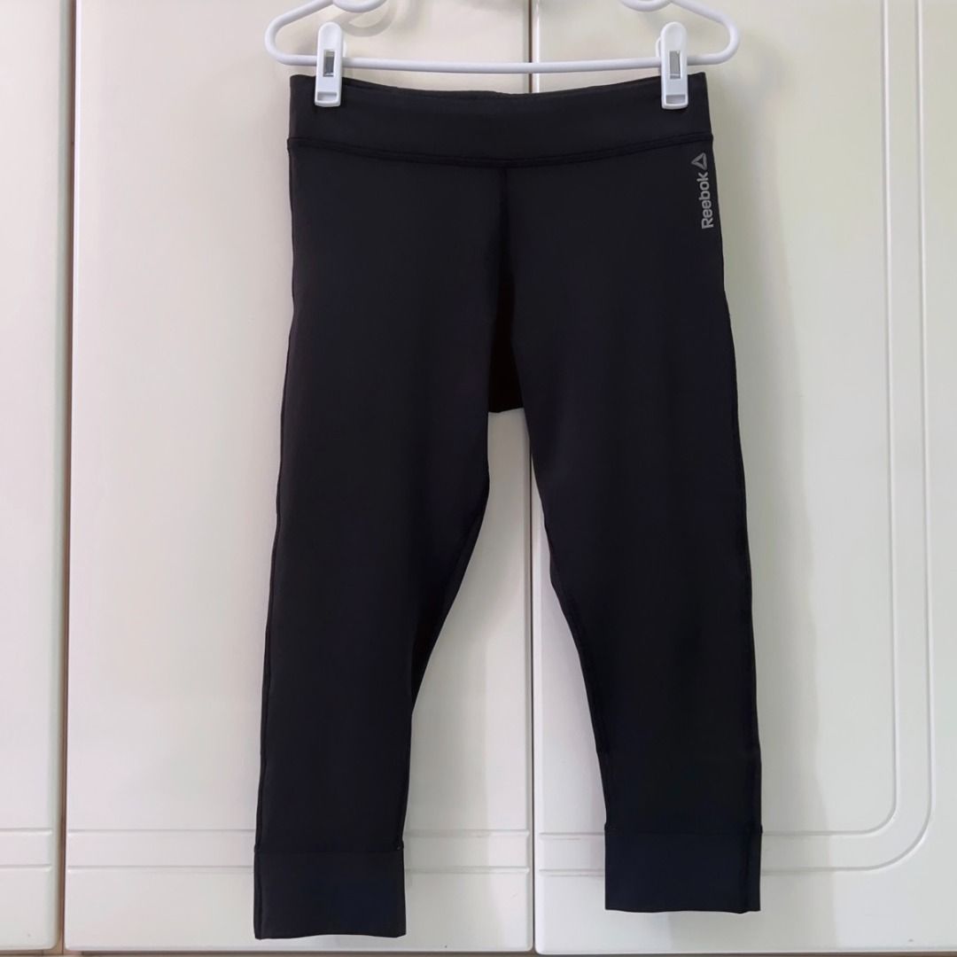 Reebok Cropped Tights Black Women s Fashion Activewear on