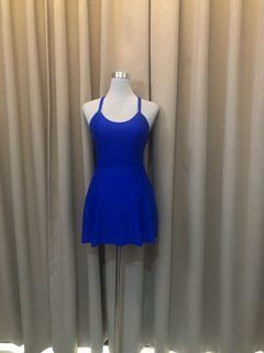 Royale Blue swimsuit with beach skirt
