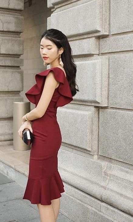 Red mermaid hotsell midi dress