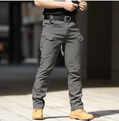 Black Cargo Slim Fit Pants, Men's Streetwear Pants