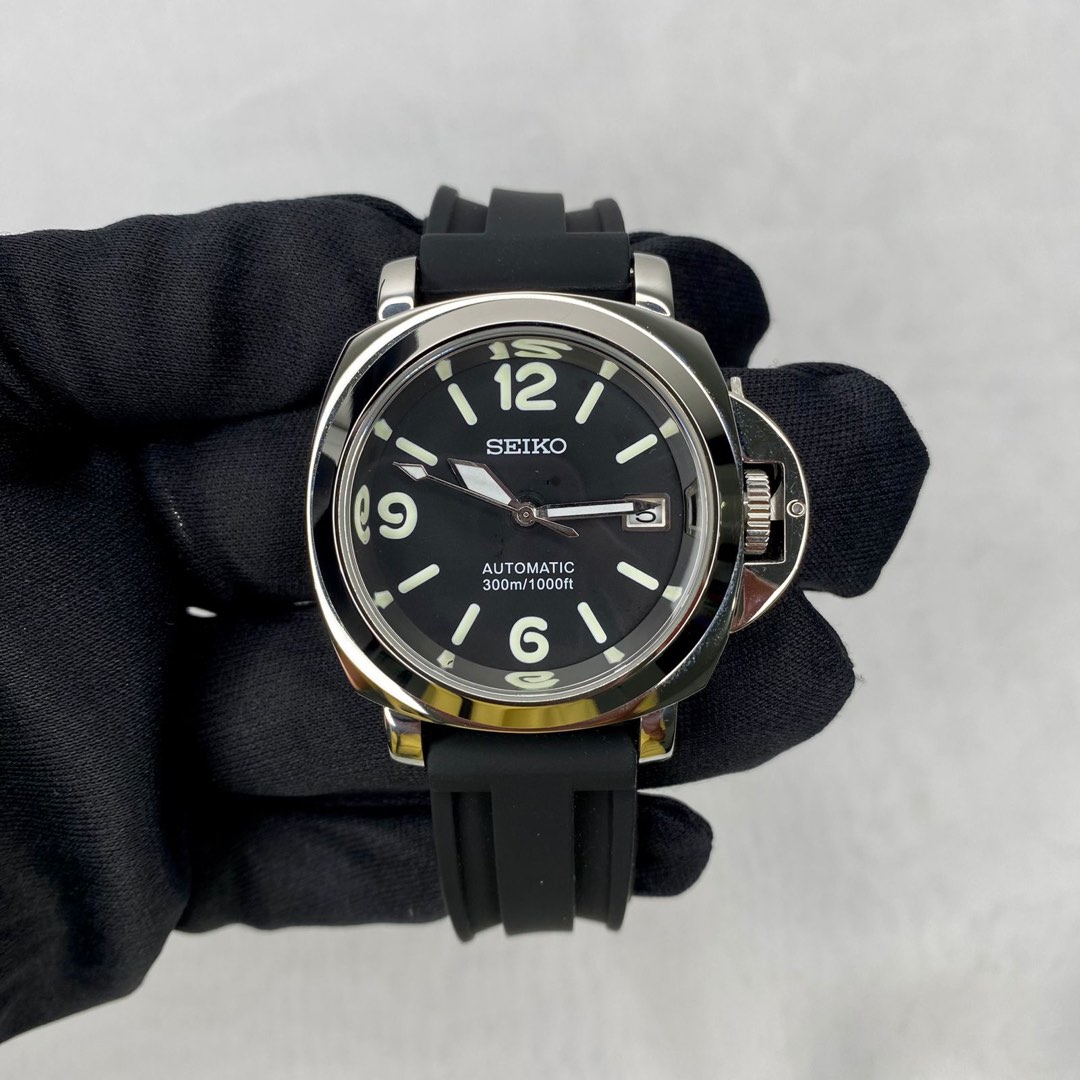 Seiko mods panerai black dial, Fesyen Pria, Jam Tangan di Carousell