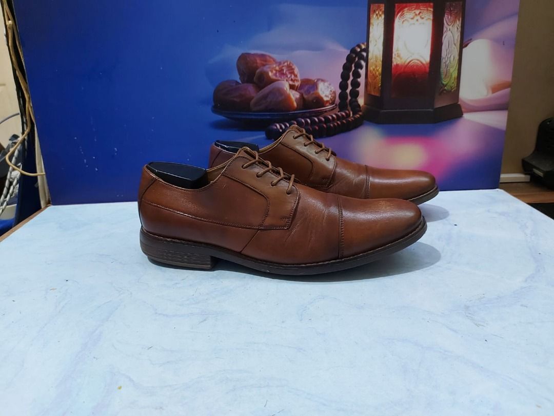 Sepatu Clarks Mens BeckenCap Derby Leather Brown 15103 Size 42