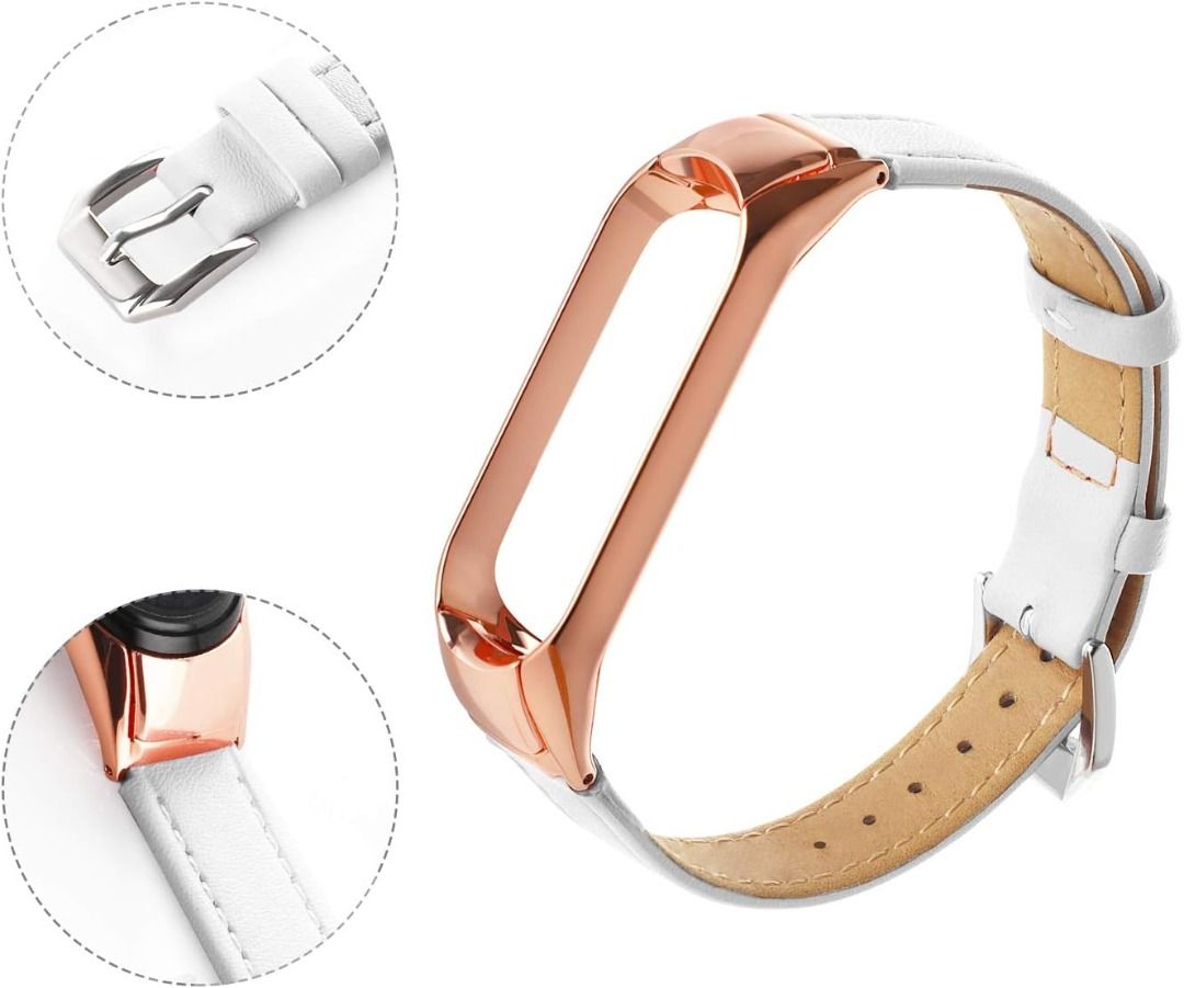 Hanjoo Wrist Strap Compatible with Xiaomi Mi Band 4 Leather Wrist