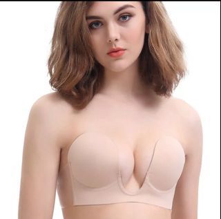 Women Wedding Super Padded Push Up Bra Strapless Halter Bras Size (Color :  Khaki, Cup Size : 75A)