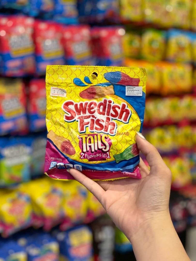 Swedish Fish Tails  2 Flavours in 1 (102g), Food & Drinks, Other Food &  Drinks on Carousell