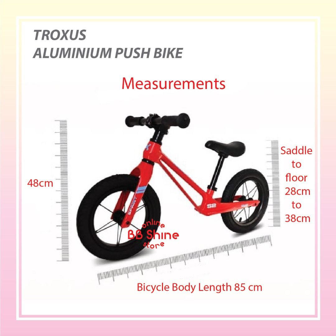 Push bike sizes new arrivals