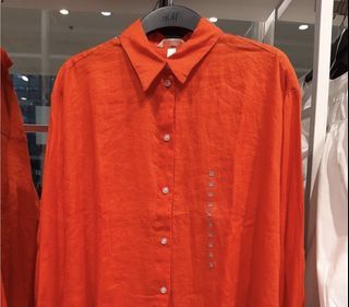 Uniqlo Orange Linen Blouse