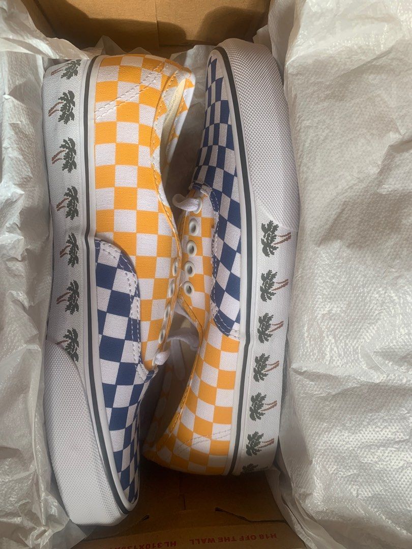 Red blue yellow checkered vans store
