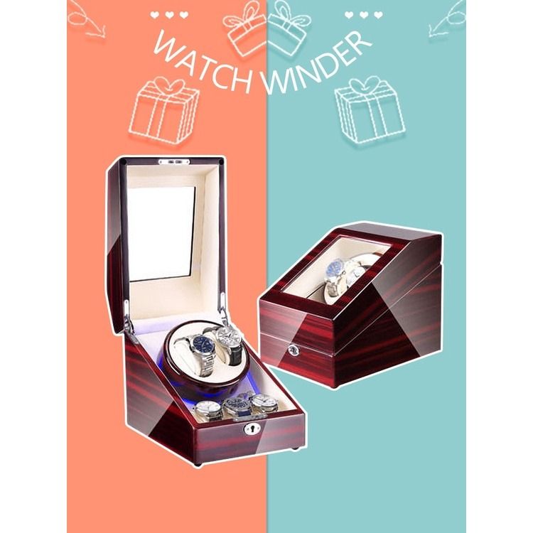 Watch Black Wooden Watch Box Automatic Watch Winder Rotating Stand