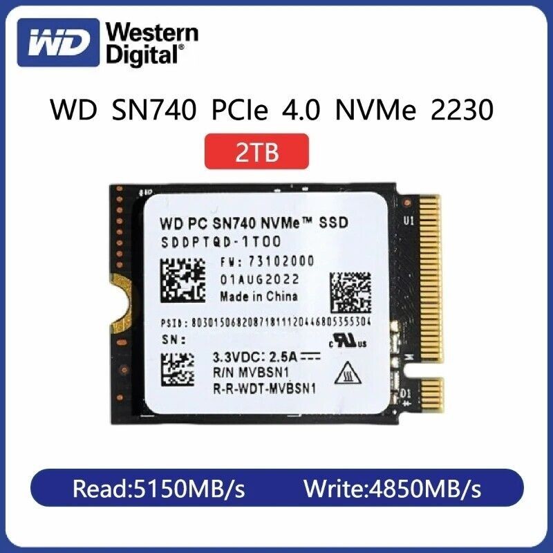 WD SN740 2TB M.2 SSD 2230/2242 For Surface Steam Deck, 電腦＆科技