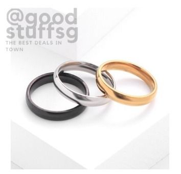 Women Men Fashion Simple Gold Black Silver 6mm Stainless Steel