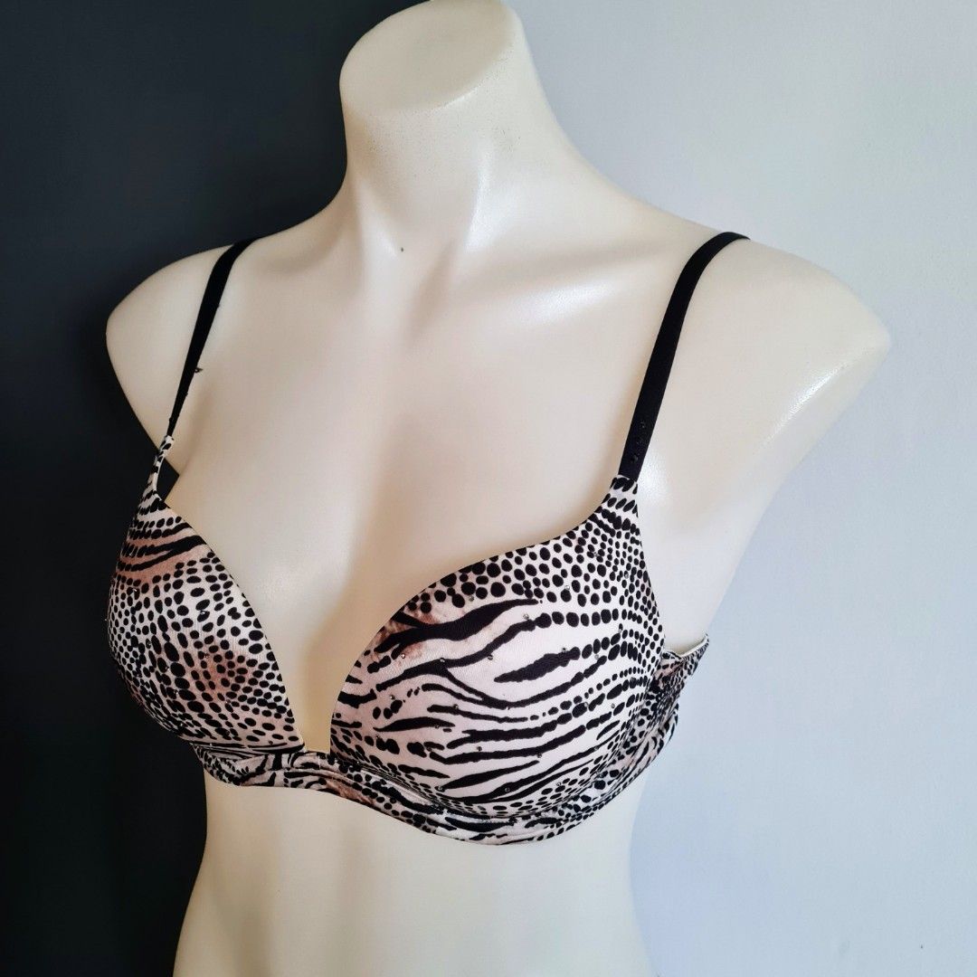 Women's size 34C =12C 'VICTORIA'S SECRET' leopard print rhinestone push up  bra- EUC, Women's Fashion, Clothes on Carousell