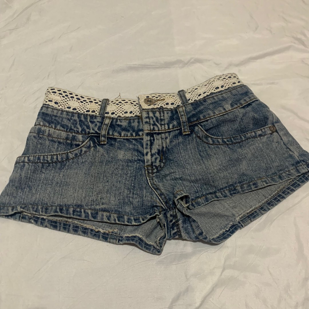 Y2K Coquette Denim Shorts, Women's Fashion, Bottoms, Shorts on Carousell