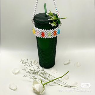 手工串珠杯套 星巴克杯套  榴槤杯  軟糖熊款
