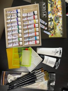 送出塑膠彩色顏料及用具 Acrylic paint set