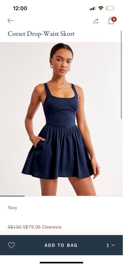 Abercrombie A&F Corset Drop-Waist Skort in Navy, Women's Fashion, Dresses &  Sets, Dresses on Carousell