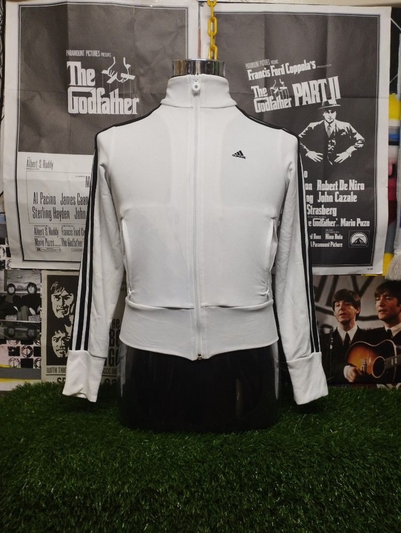 Adidas White Track Top, Women's Fashion, Coats, Jackets and Outerwear