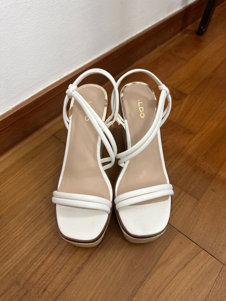 Aldo white strappy wedges Women s Fashion Footwear Wedges on Carousell