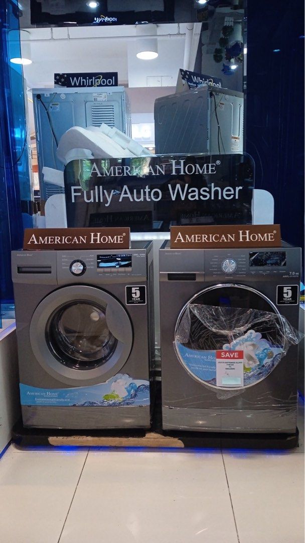 AMERICAN HOME FRONT LOAD WASHING MACHINE (Category: Washing Machines and Dryers) located in Quezon City. Submitted by maryann5721 (Listing ID 1253781921, Image 1). Description: AMERICAN HOME FRONT LOAD WASHER AND DRYER AWFLD-181208G Cash; 32,500 AWFLD-180804G Cash; 27,800 AWFLD-S1806 Cash: 16,500 AWFLD-S1809XLT Cash; 22,200 AWFLD-6100MT Cash; 16,500 AWFL-S1807X Cash: 18,300 🔆🔆DRYER🔆🔆 ATD-610 Cash: 12,800 ATD-M722S SRP 16,999 Cash: 15,400 🔆🔆