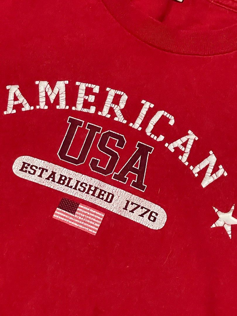 american usa red baby tee, Women's Fashion, Tops, Shirts on Carousell