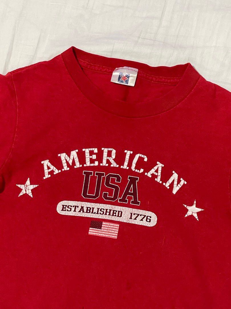 american usa red baby tee, Women's Fashion, Tops, Shirts on Carousell