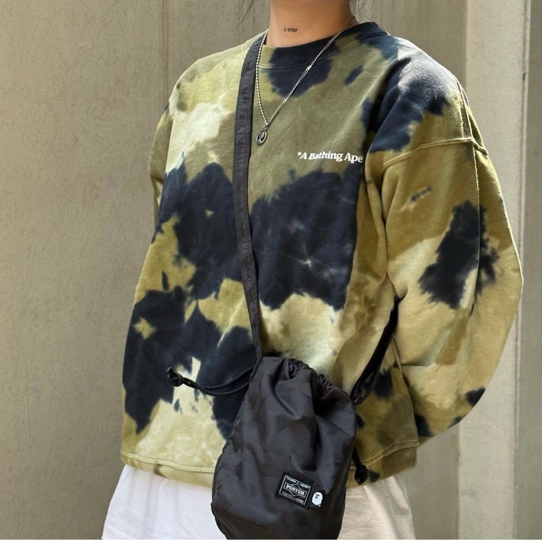BAPE X PORTER SOLID CAMO DRAWSTRING BAG, Luxury, Bags