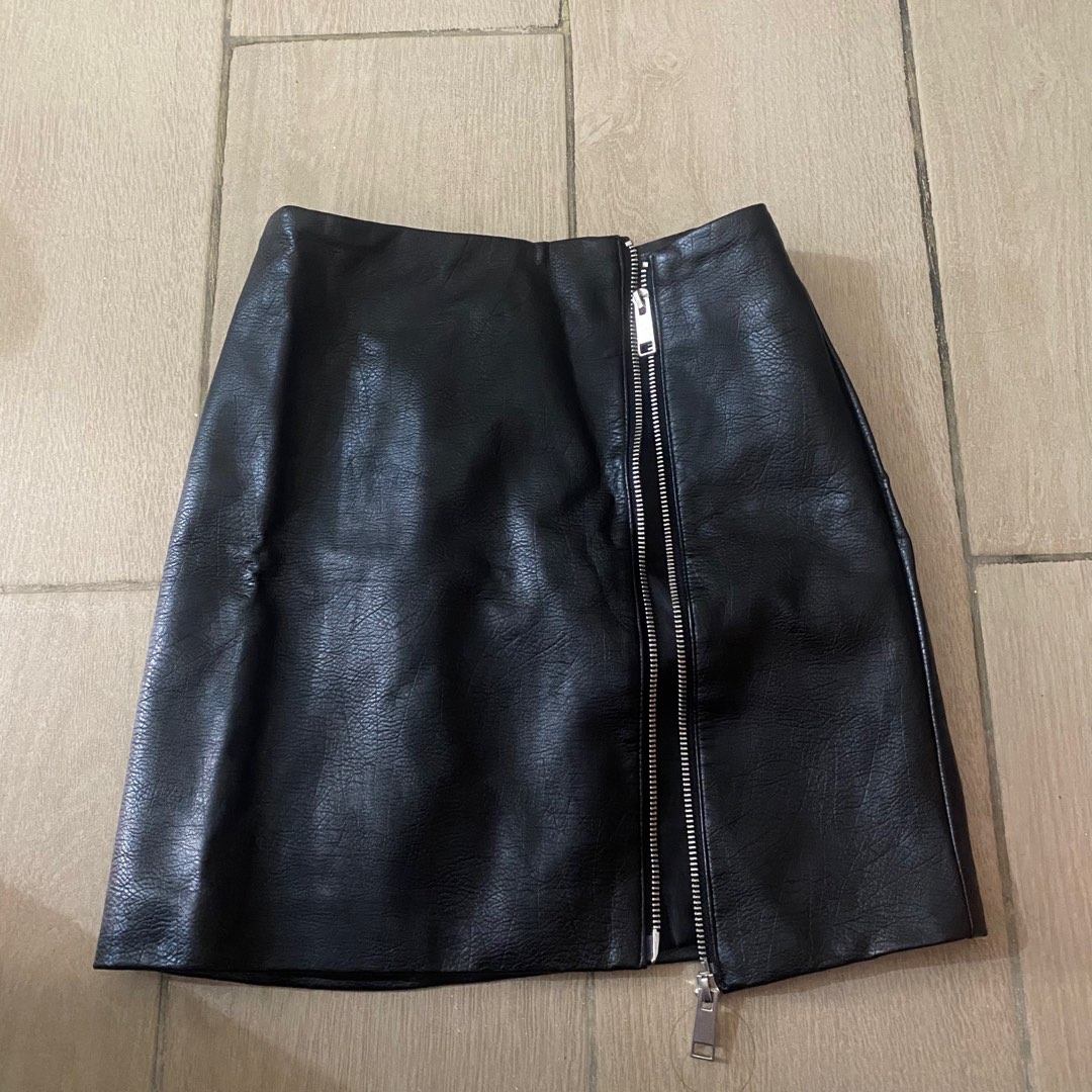 Black Leather Skirt, Women's Fashion, Bottoms, Skirts on Carousell