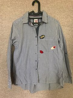 Blue Grid Shirt with Patch