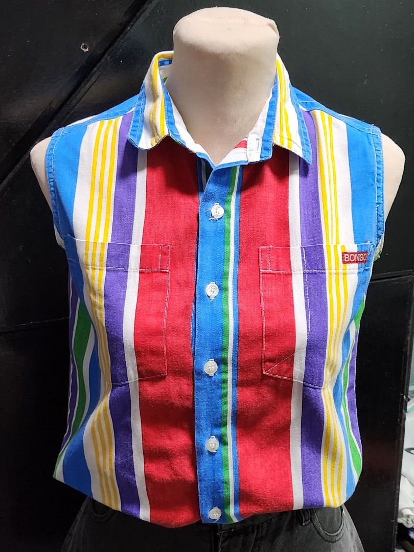 Bongo by Gene Montesano Colorful Stripes Button down Sleeveless, Women's  Fashion, Tops, Blouses on Carousell