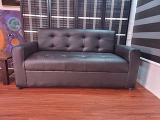 Brand new !!! erika 3 seater sofa black leather uratex foam / COD only