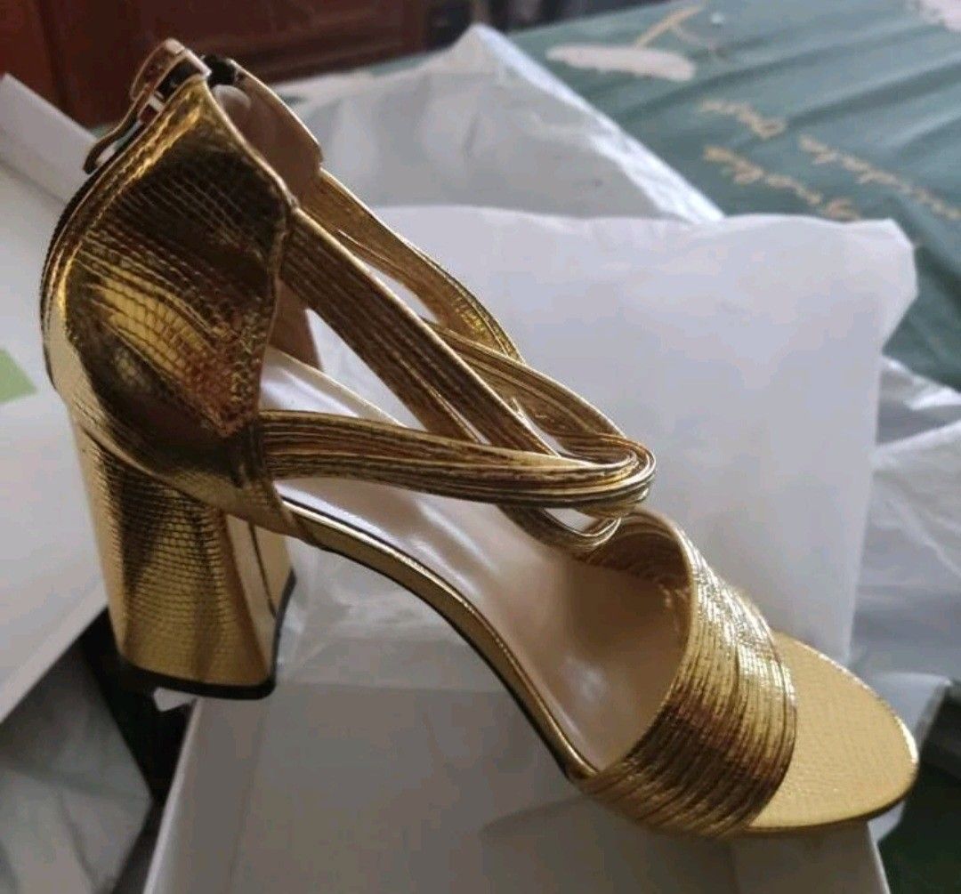 Gold ankle cheap heels