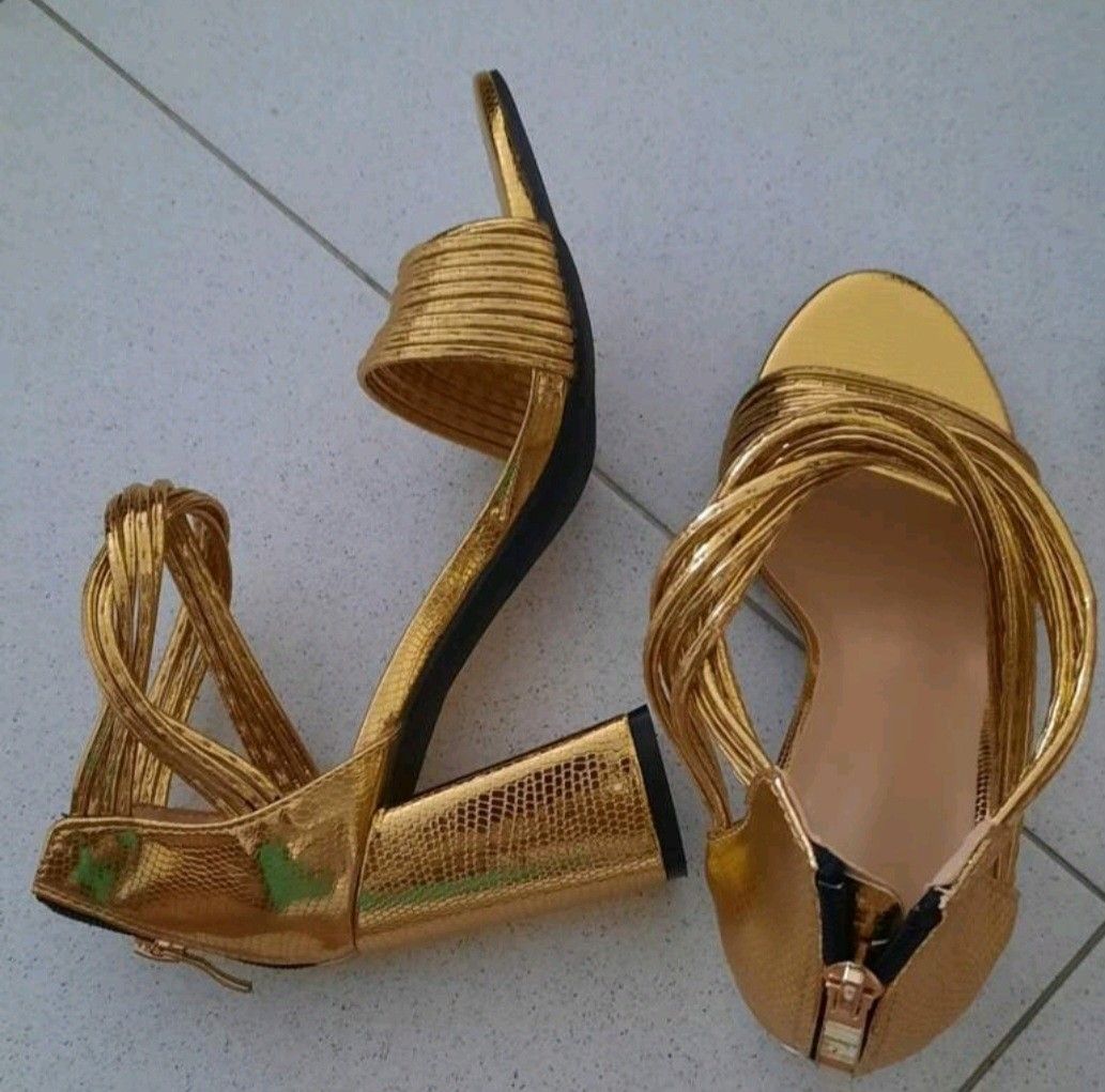 Gold chunky clearance sandals