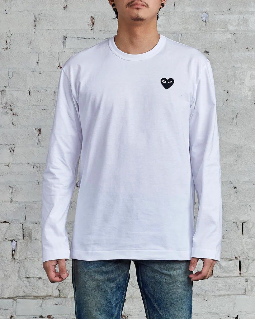 CDG play long sleeve tee black heart logo Men s Fashion Tops