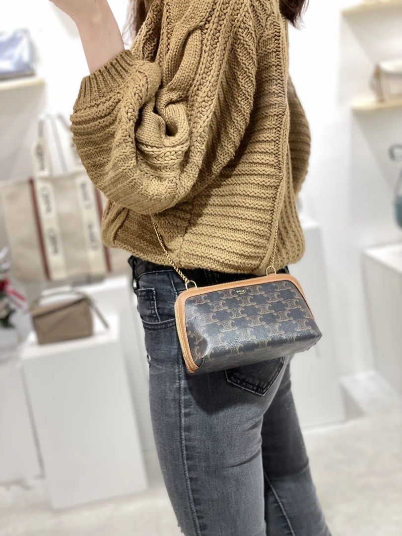 Celine triomphe new arrivals clutch with chain