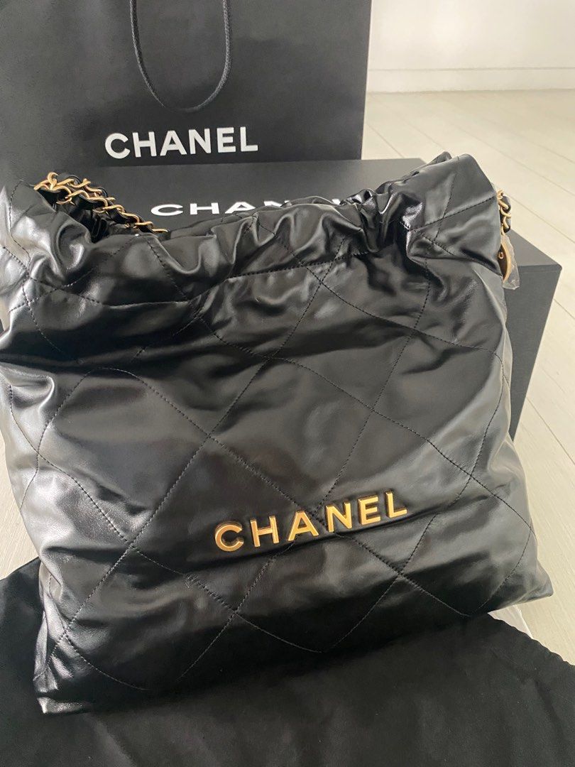 Chanel 22bag medium black gold, Luxury, Bags & Wallets on Carousell