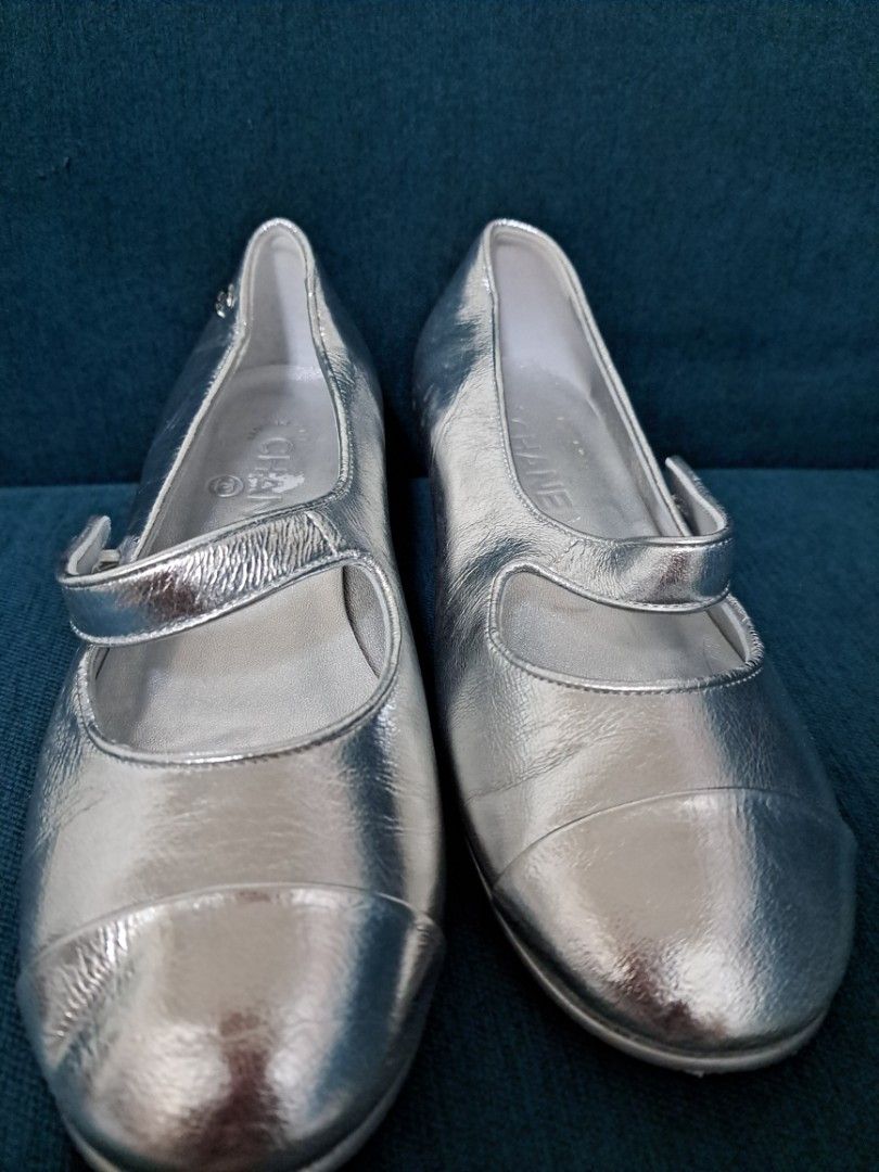 Chanel silver hotsell mary janes