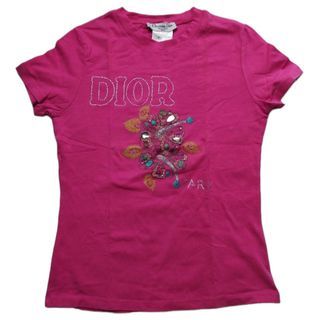 Christian Dior Paris Beaded Rhinestone Hot Pink Tee Authentic from 2000s/Vintage Y2k J Adore Dior Era