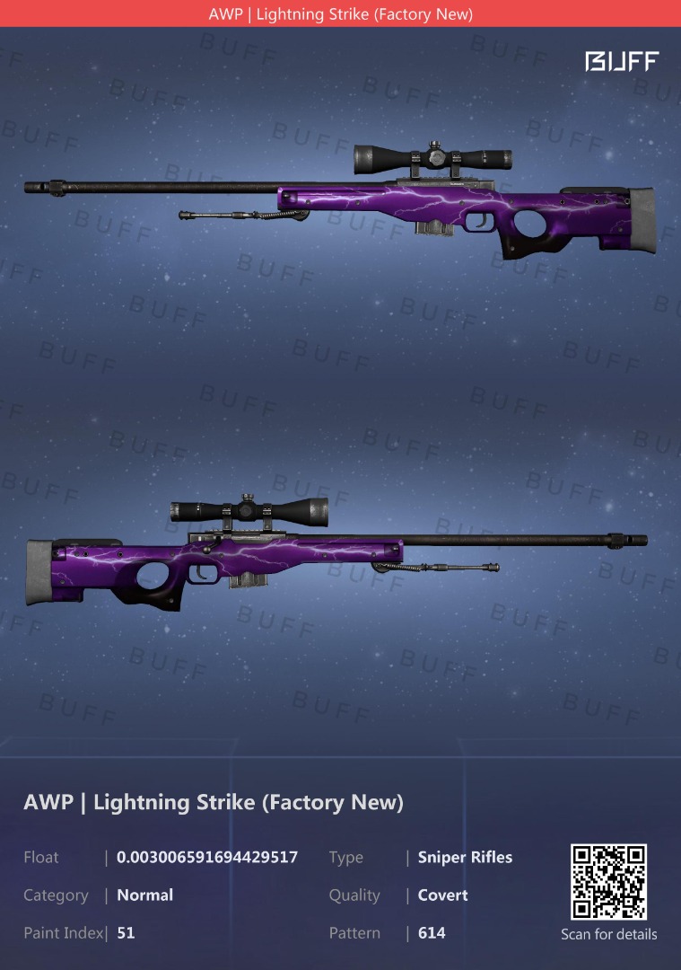 CSGO CS2 AWP Lightning Strike Factory New (FN) Float 0.003