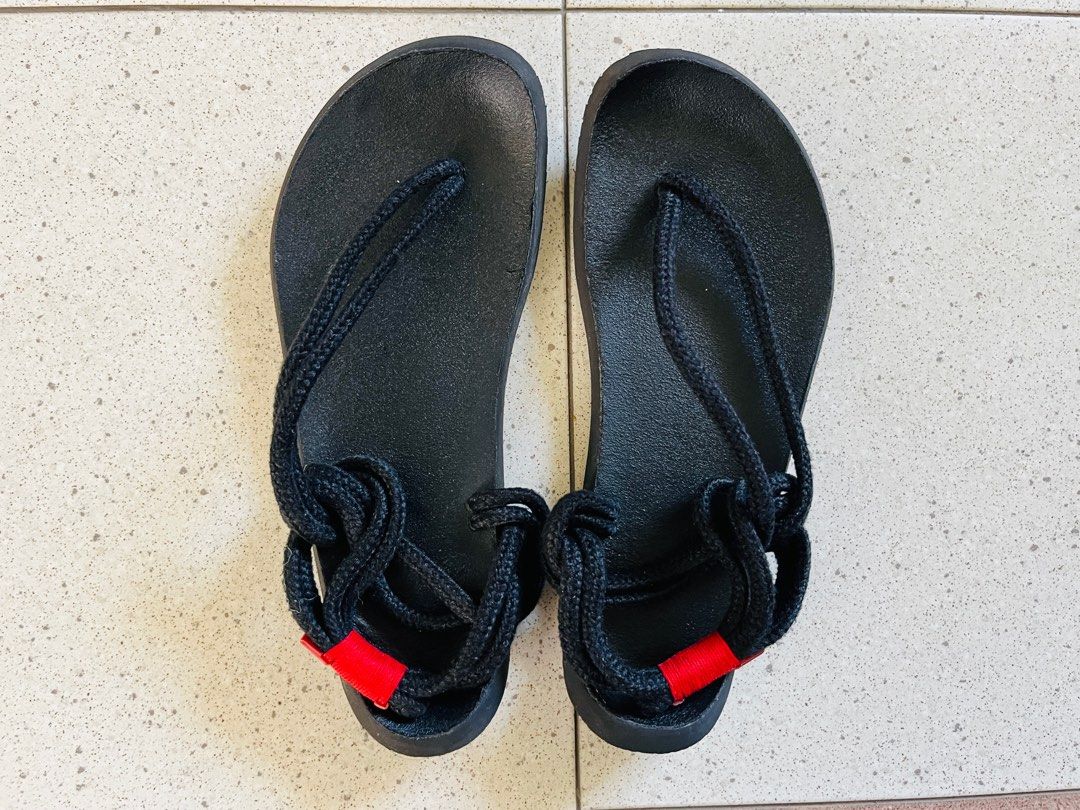 Curious Red Black on Black Sandals