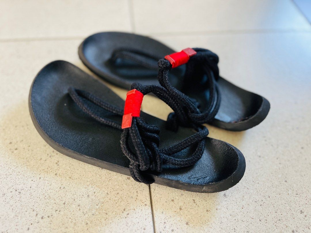 Curious Red Black on Black Sandals