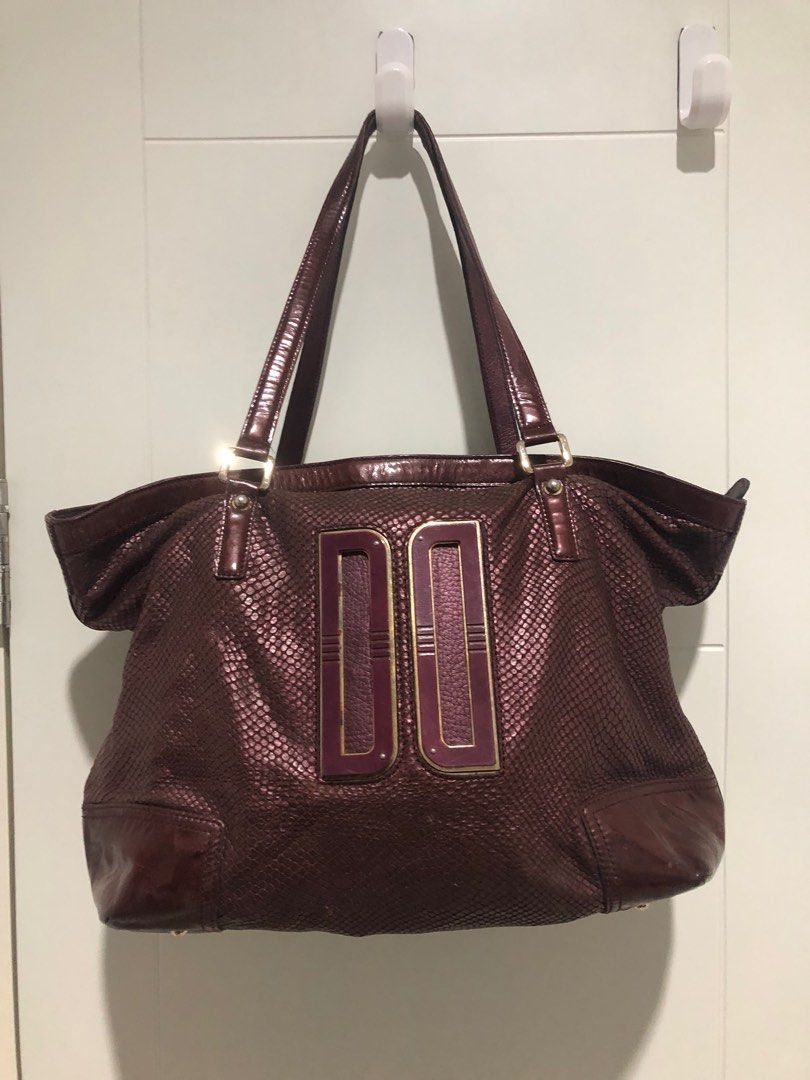 Daks tote bag burgundy kulit sapi preloved