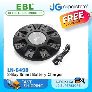 EBL 9V Lithium-ion Battery Charger for Li-ion 9V Rechargeable Batteries, 8 Bay Smart Charger  | JG Superstore
