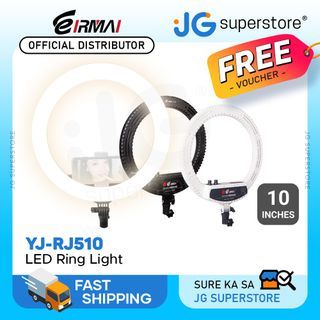 Eirmai YB-RJ510 10-inch LED Ring Fill Light with Phone Holder for Vlogging, Photography, and Live Streaming (Black, White) | JG Superstore