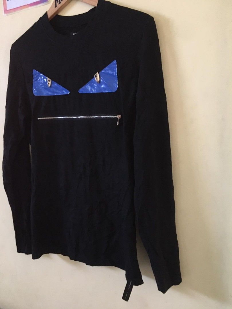 Fendi Black Cotton Monster Eye Patch Zip Mouth Longsleeve