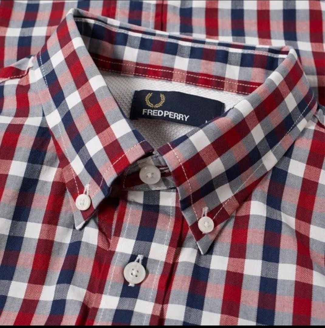 Fred perry gingham outlet shirt short sleeve