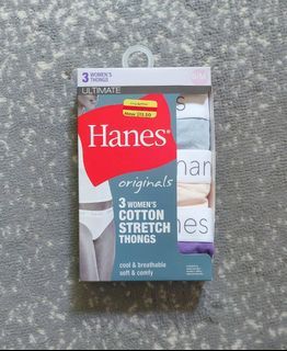 NEW Medium large HANES cotton stretch thong set pack - 3 pieces brief panty