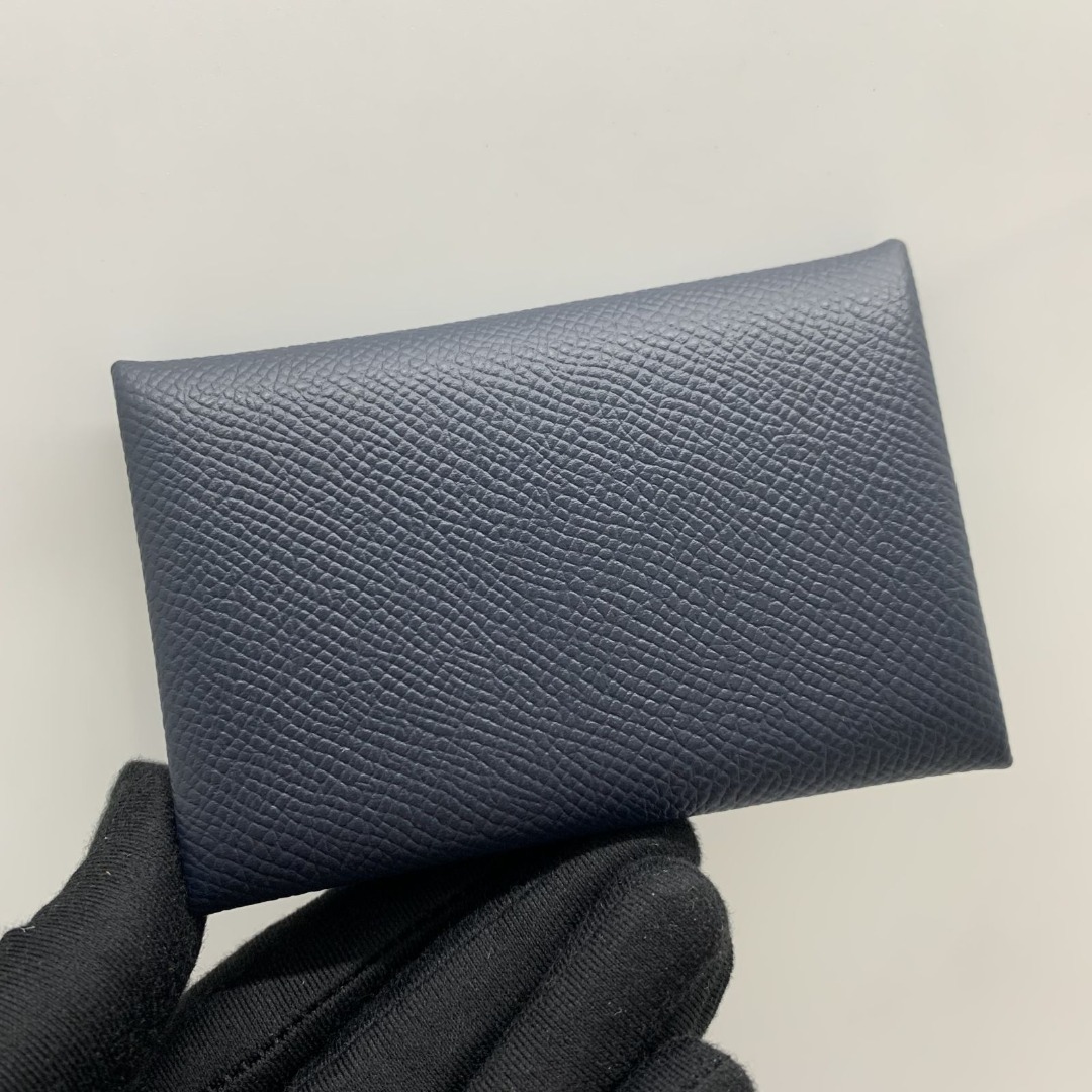 Hermes Calvi Duo in Bleu Indigo Epsom Leather PHW